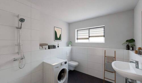 Ein Badezimmer mit Wanne und Dusche - Doppelhaushälfte mit 136,80 m² in Bergkamen zum Kaufen
