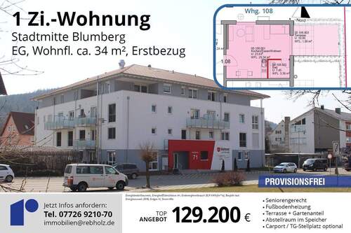 Wohnungen Blumberg Whg108 05.JPG - 1 Zimmer Terrassenwohnung zum Kaufen in Blumberg
