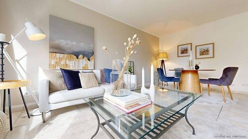 Heller Wohn- und Essbereich mit einladender Atmosphäre - Provisionsfrei für Käufer: 3-Zimmer-Erdgeschoss-Wohnung mit Loggia und Garage in Hamm Heessen