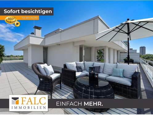 Terrasse Süd-West - Sonniges Penthouse in Solln - Stilvolle 3-Zimmer-Wohnung mit Ausbauoption zum 4-Zimmer-Paradies