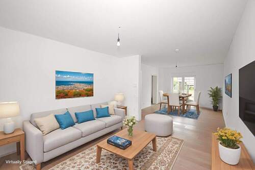 Wohnzimmer virtuell möbliert - Reihenmittelhaus mit 100,00 m&sup2; in Bergheim zum Kaufen