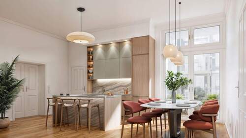 Visualisierung Wohnzimmer - Familienwohnung mit Garten im sanierten Altbau