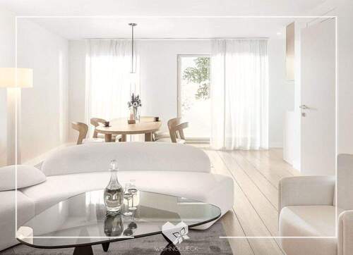 Wohnzimmer mit Essbereich - 3 Zimmer Etagenwohnung zum Kaufen in Moosburg an der Isar