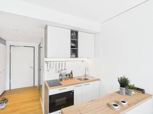 Küche - Erstbezug nach Sanierung: helle + möblierte 1-Zimmer-Wohnung am Campus Riedberg 