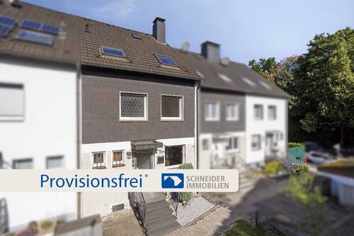 Hausansicht - Essen-Borbeck: Familienfreundliches Einfamilienhaus mit sonnigem Garten und Garage
