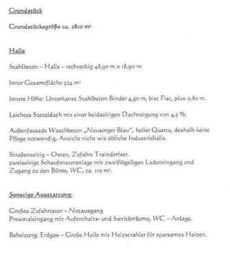 Steckbrief - Halle zur Miete in Altenstadt a.d.Waldnaab