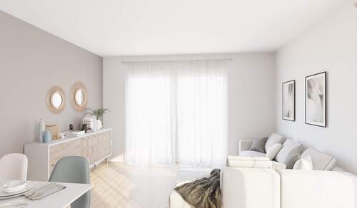  Lichtdurchfluteter Wohnbereich mit angrenzendem Balkon mit Blick zum Rhein - 