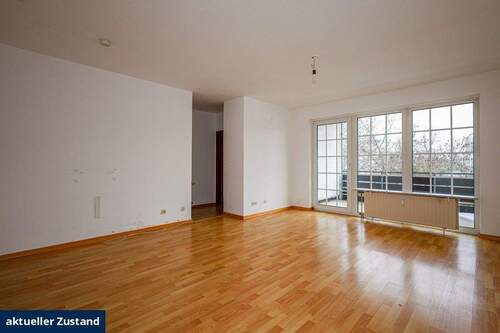 Wohnzimmer aktueller Zustand - 3 Zimmer Etagenwohnung zum Kaufen in Düsseldorf / Hassels