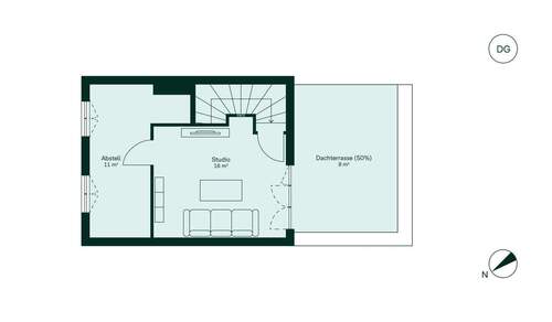 Ausgebautes Dachstudio mit angrenzender Dachterras - 
