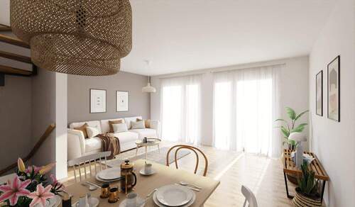 Lichtdurchfluteter Wohnbereich dank bodentiefer Fenster - 4 Zimmer Reihenmittelhaus zum Kaufen in Heiligenhaus