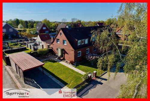 Hausansicht inkl. Grundstück - 4 Zimmer Reihenendhaus zum Kaufen in Emden
