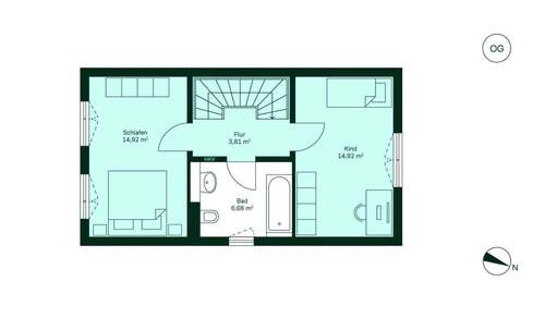 Große und komfortable Schlafzimmer im Obergeschoss - 