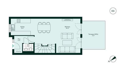 Geräumiges Erdgeschoss mit viel Platz und angrenze - 