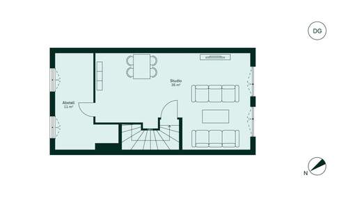 Ausgebautes Dachstudio und ein großer Abstellraum - 