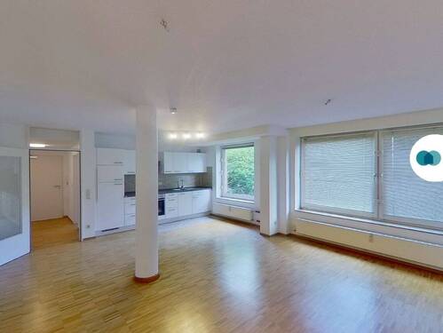 Ansicht III: Wohn- und Schlafzimmer mit offenem Küchenbereich - Etagenwohnung mit 45,00 m² in Hannover zur Miete
