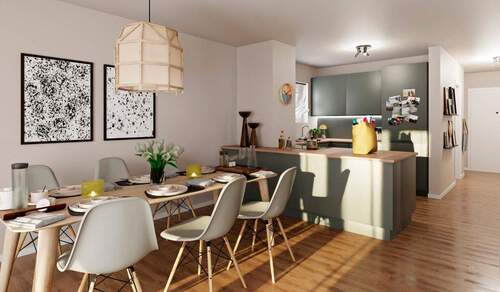 Gemütlicher Essbereich an der offenen Küche - 5 Zimmer Einfamilienhaus zum Kaufen in Berlin