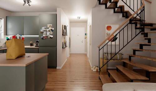 Die offene Wohnküche lädt zum gemeinsamen Kochen ein - 5 Zimmer Einfamilienhaus in Berlin