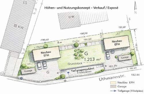 visuelle Darstellung - Zwei Bauplätze, zwei Einfamilienhäuser - Südhanglage mit Blick