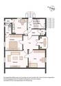 Grundriss mit Diele, Bad, WC, Küche, Vorraum mit Zugang zum Balkon, Wohnzimmer, Schlafzimmer und Kinderzimmer - 