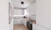 Die offene Wohnküche lädt zu gemeinsamem Kochen ei - Terrassenwohnung mit 80,40 m² in Düsseldorf zum Kaufen