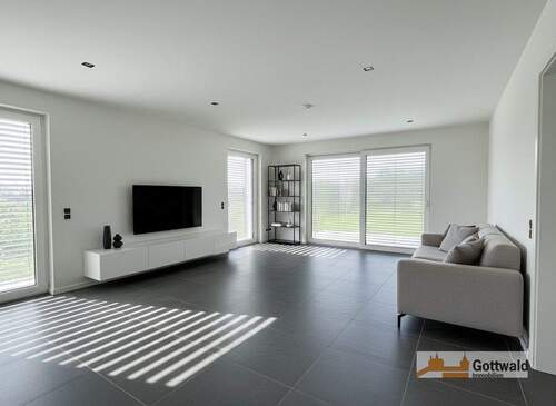 Wohnzimmer EG - KI generiert - 4 Zimmer Doppelhaushälfte zur Miete in Esslingen am Neckar / Rüdern