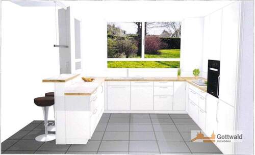 offene Küche mit Bar-Theke - 4 Zimmer Doppelhaushälfte in Esslingen am Neckar / Rüdern