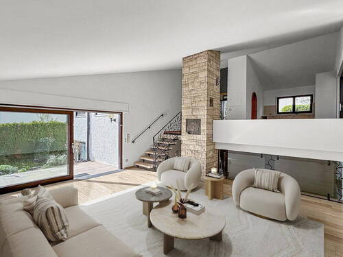 Wohnzimmer (Home staged) - Mid-Century Architektenhaus in Bestlage Heilbronn-Ost (mit optionaler Einliegerwohnung)