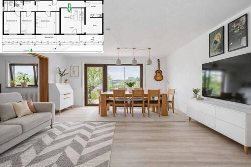 Helles Wohnzimmer - Helle 4,5 Zi- Wohnung in idyllischer Aussichtslage mit Südterrasse, Garten, Garage *PROVISIONSFREI*