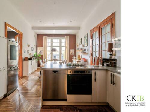 Wohnküche - bezugsfreie 144m² Altbauwohnung, liebevoll saniert, 1.OG, Balkon, Keller, zentraler Lage Wilmersdorf