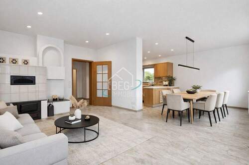 virtuell möbliertes Wohn-Esszimmer - 