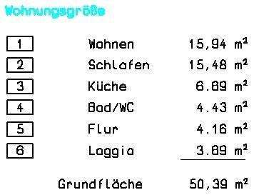 Raumgrößen - 2 Zimmer Etagenwohnung zur Miete in Bautzen