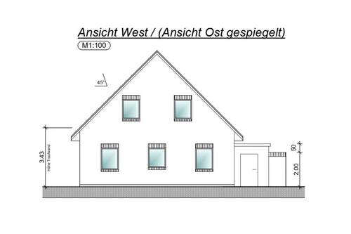 Ansicht Westen/Osten - 4 Zimmer Doppelhaushälfte zum Kaufen in Rechtsupweg