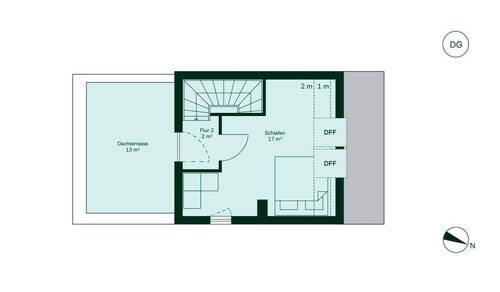 Großzügiges Schlafzimmer mit angrenzender Dachterr - 