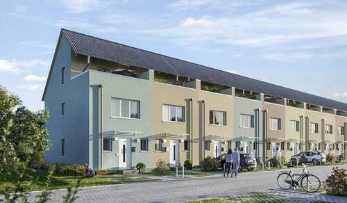 Moderne Reihenhäuser mit Dachterrasse - Bezahlbares Reihenhaus als Effizienzhaus 55