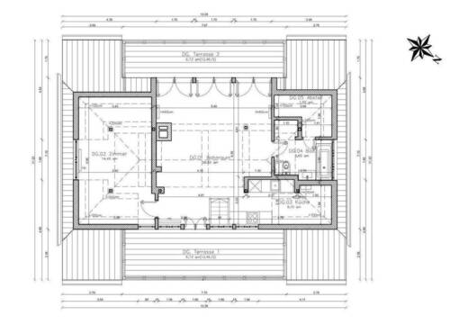 Wohnungsgrundriß mit Terrassen - 