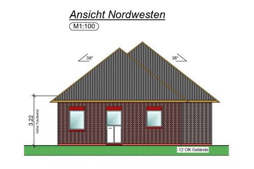 Ansicht Nordwesten - Doppelhaushälfte mit 58,00 m&sup2; in Norden zum Kaufen