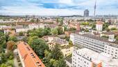 Drohnenaufnahme Blick in Richtung Olympiapark - 