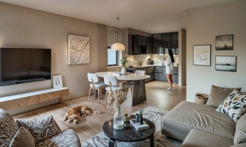 Wohnzimmer - Platz für die ganze Familie - moderne Doppelhaushälfte