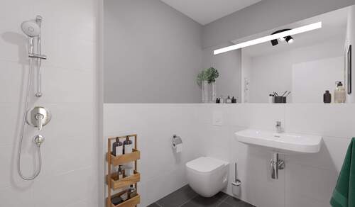 Ein weiteres Badezimmer mit bodengleicher Dusche - Etagenwohnung mit 135,00 m&sup2; in Bensheim zum Kaufen