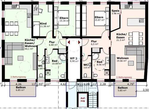 Obergeschoss Gebäude 1 - 