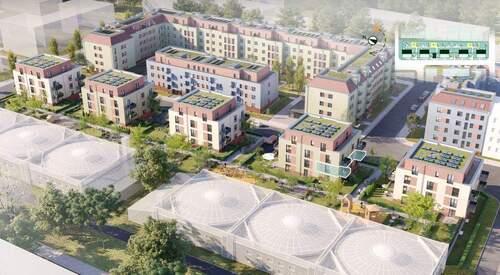 Markierte Wohnung in der Außenansicht - 