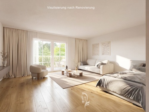 Visualisierungsbeispiel Wohnen/Schlafen nach Modernisierung - 1 Zimmer Terrassenwohnung zum Kaufen in München