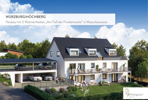 Visiualisierung Aussenansicht - 3 Zimmer - Neubau mit 5 Wohneinheiten „Am Fuß der Frankenwarte“ in Massivbauweise- Hier WE 1