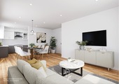 Visiualisierung Wohn,- Esszimmer - 3 Zimmer - Neubau mit 5 Wohneinheiten „Am Fuß der Frankenwarte“ in Massivbauweise- Hier WE 1