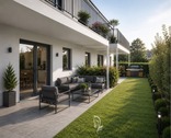 Visualisierung Aussenansicht/Garten - 3 Zimmer - Neubau mit 5 Wohneinheiten „Am Fuß der Frankenwarte“ in Massivbauweise- Hier WE 4