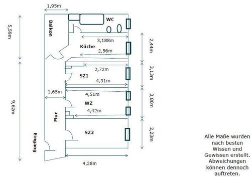 Foto - 3 Zimmer Etagenwohnung zur Miete in Erfurt