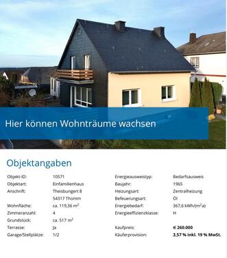 Foto - 3 Zimmer Einfamilienhaus zum Kaufen in Osburg