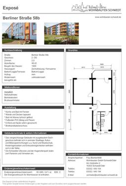 Foto - 2 Zimmer Etagenwohnung zur Miete in Schwedt (Oder)
