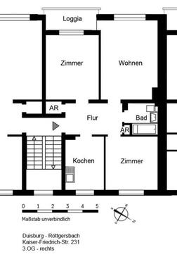 Foto - Duisburg Röttgersbach 70qm 3 Zimmer Küche Bad Diele Balkon