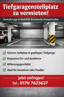 Foto - Tiefgaragenstellplatz in Bielefeld-Brackwede zu vermieten